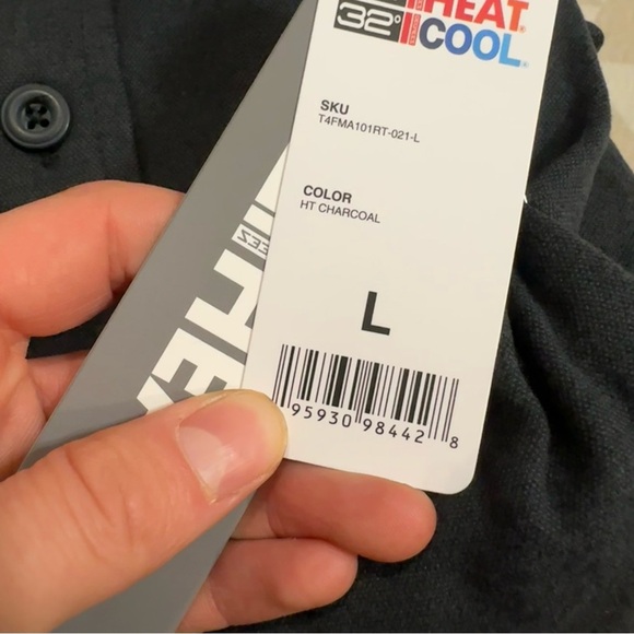 32 degrees Mens heather charcoal button down shirt soft - Picture 3 of 3